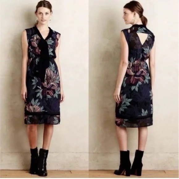 Maeve Dresses & Skirts - Anthropologie Maeve Brelin Floral Sheer Mix Print Button Down Lined Dress Large